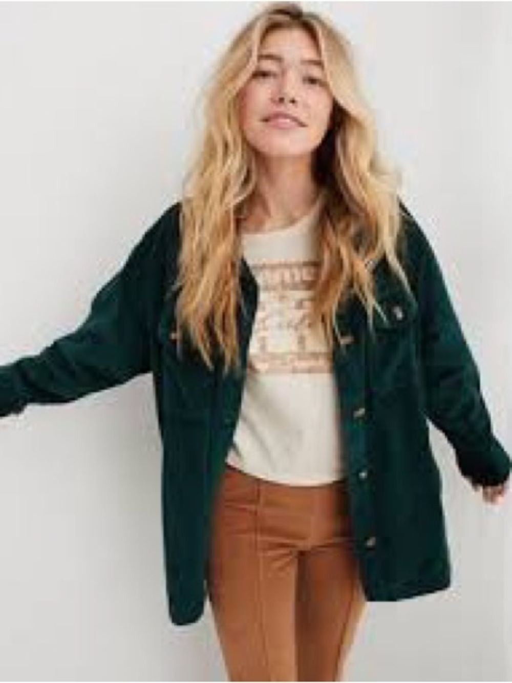 Aerie corduroy shacket oversized button up fall